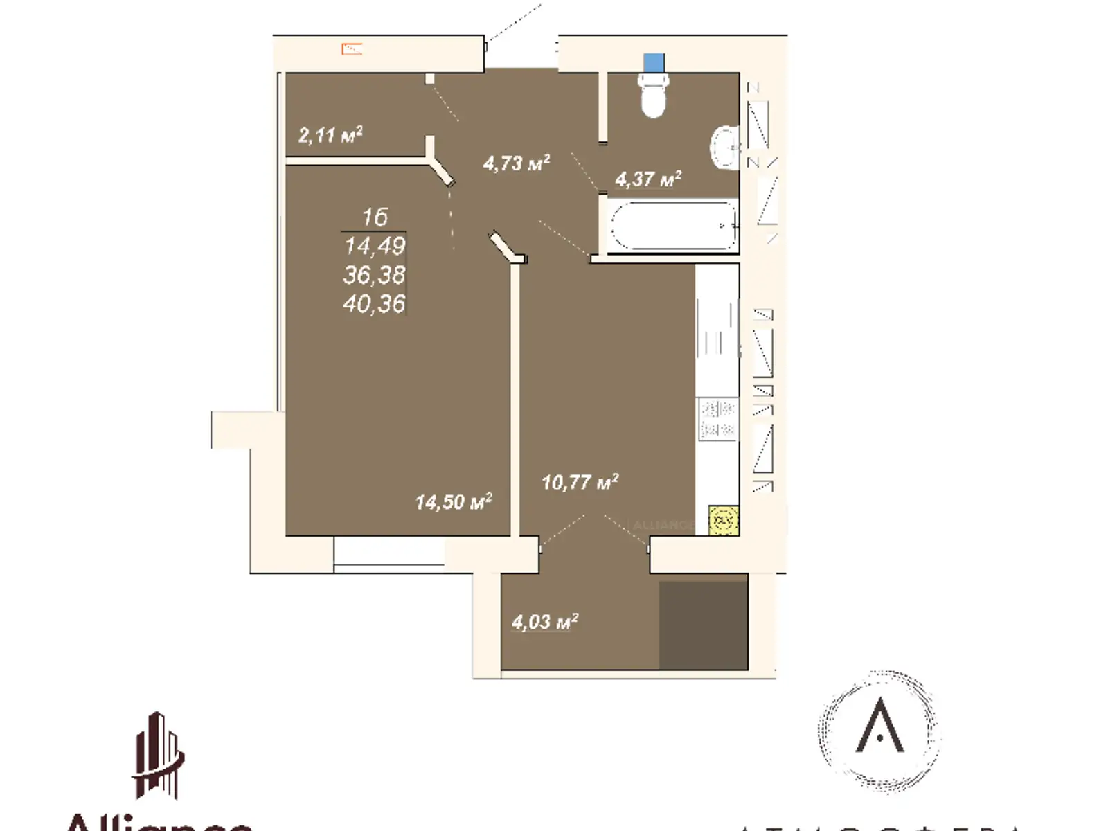 Продается 1-комнатная квартира 40.36 кв. м в Ивано-Франковске, ул. Ленкавского