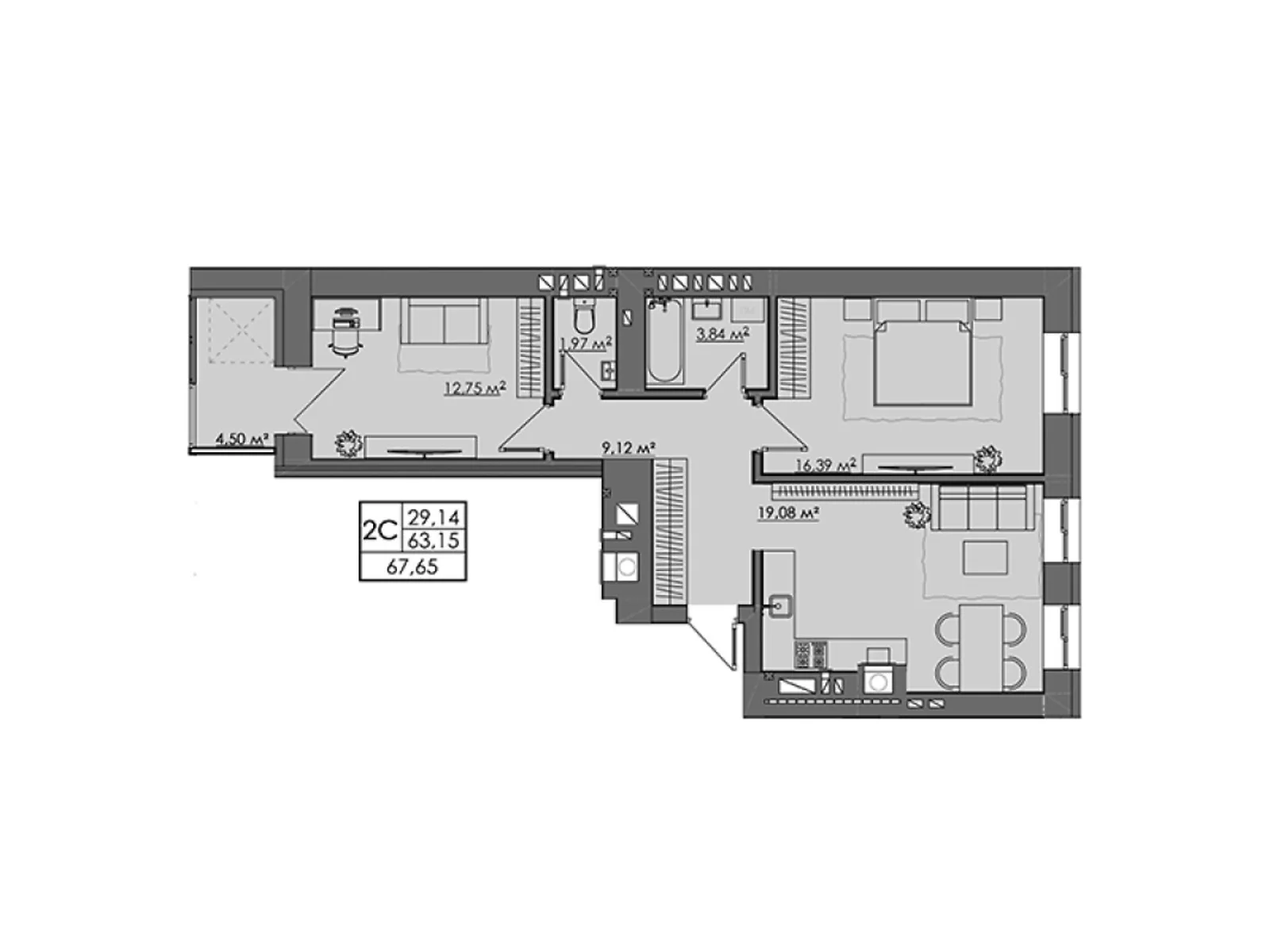 Продается 2-комнатная квартира 67.65 кв. м в Ровно, ул. Замковая, 34А