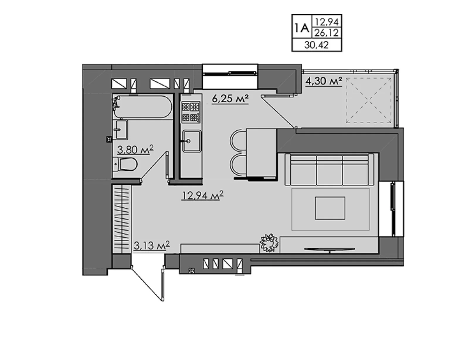 Продается 1-комнатная квартира 29.28 кв. м в Ровно, ул. Замковая - фото 1