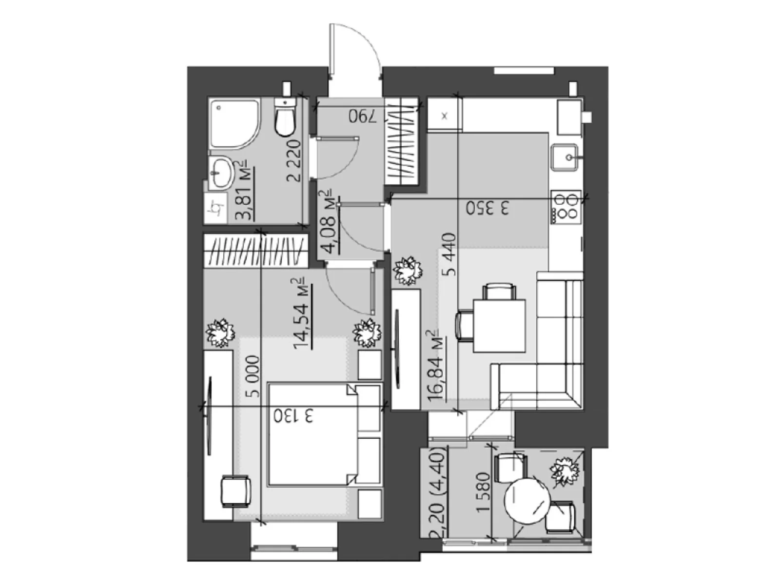 Продается 1-комнатная квартира 43.67 кв. м в Ровно, ул. Соборная - фото 1