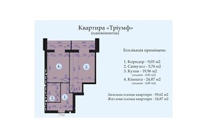 Продается 1-комнатная квартира 59.62 кв. м в Щербани, ул. Петровского