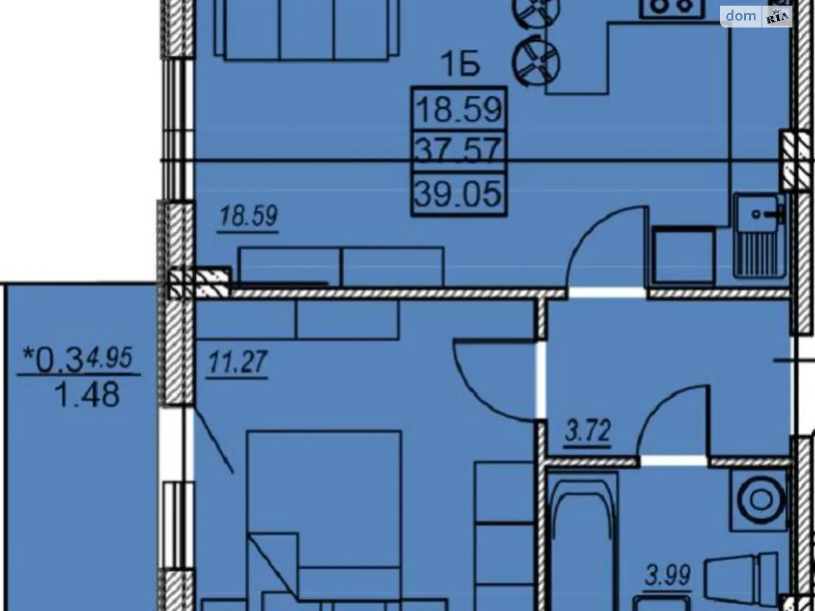 Продається 1-кімнатна квартира 39 кв. м у Одесі, вул. Проектна