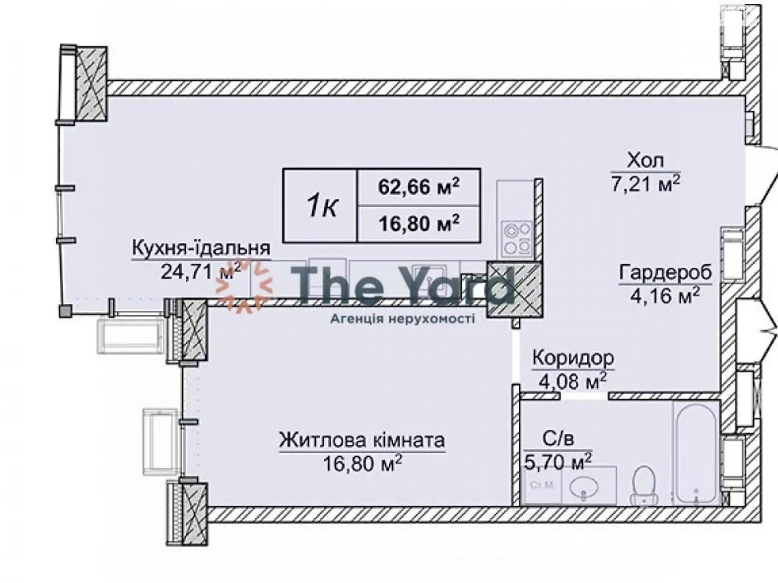 Продается 1-комнатная квартира 62 кв. м в Киеве, ул. Андрея Верхогляда(Драгомирова)