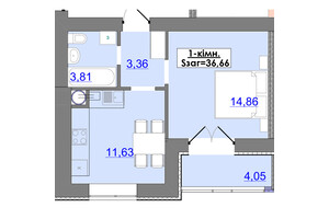 Продается 1-комнатная квартира 36.66 кв. м в Ивано-Франковске, цена: 755168 грн