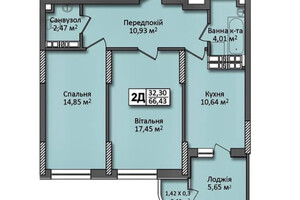 Продается 2-комнатная квартира 66 кв. м в Киеве, ул. Юрия Кондратюка