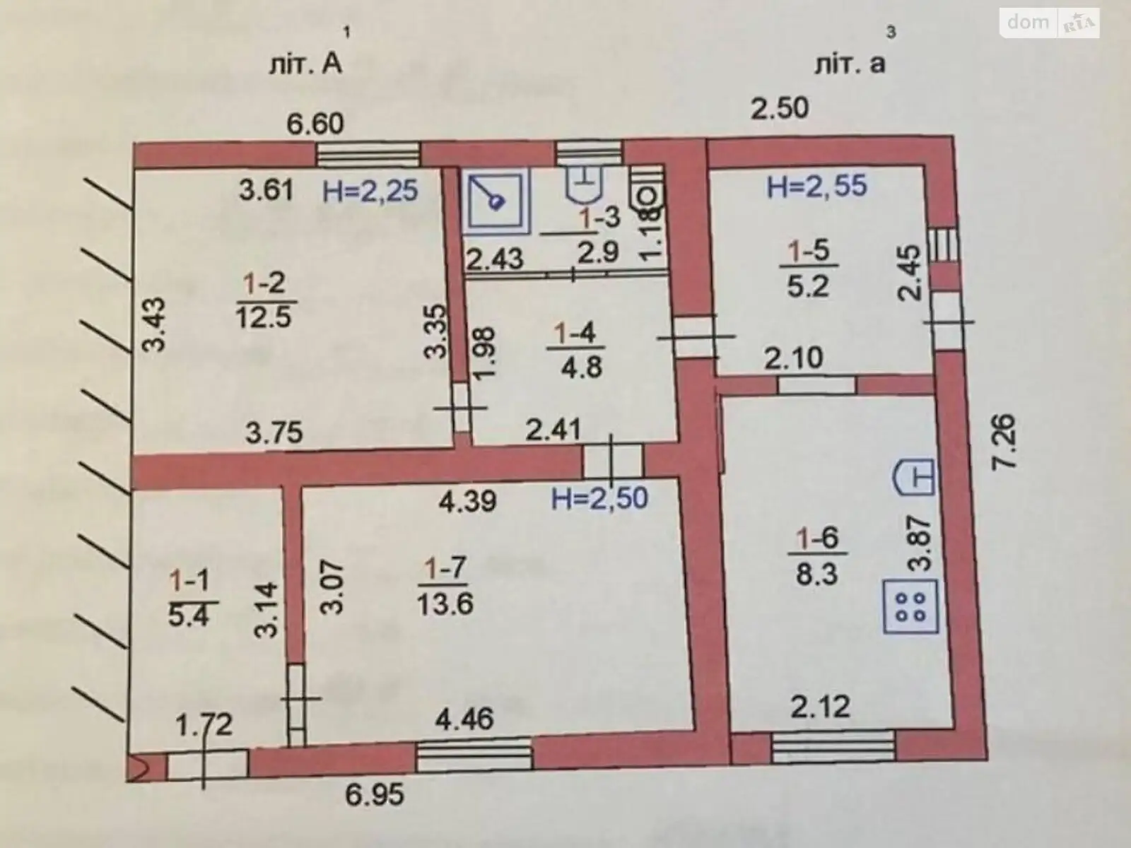 Продається частина будинку 52.7 кв. м з балконом, цена: 40000 $