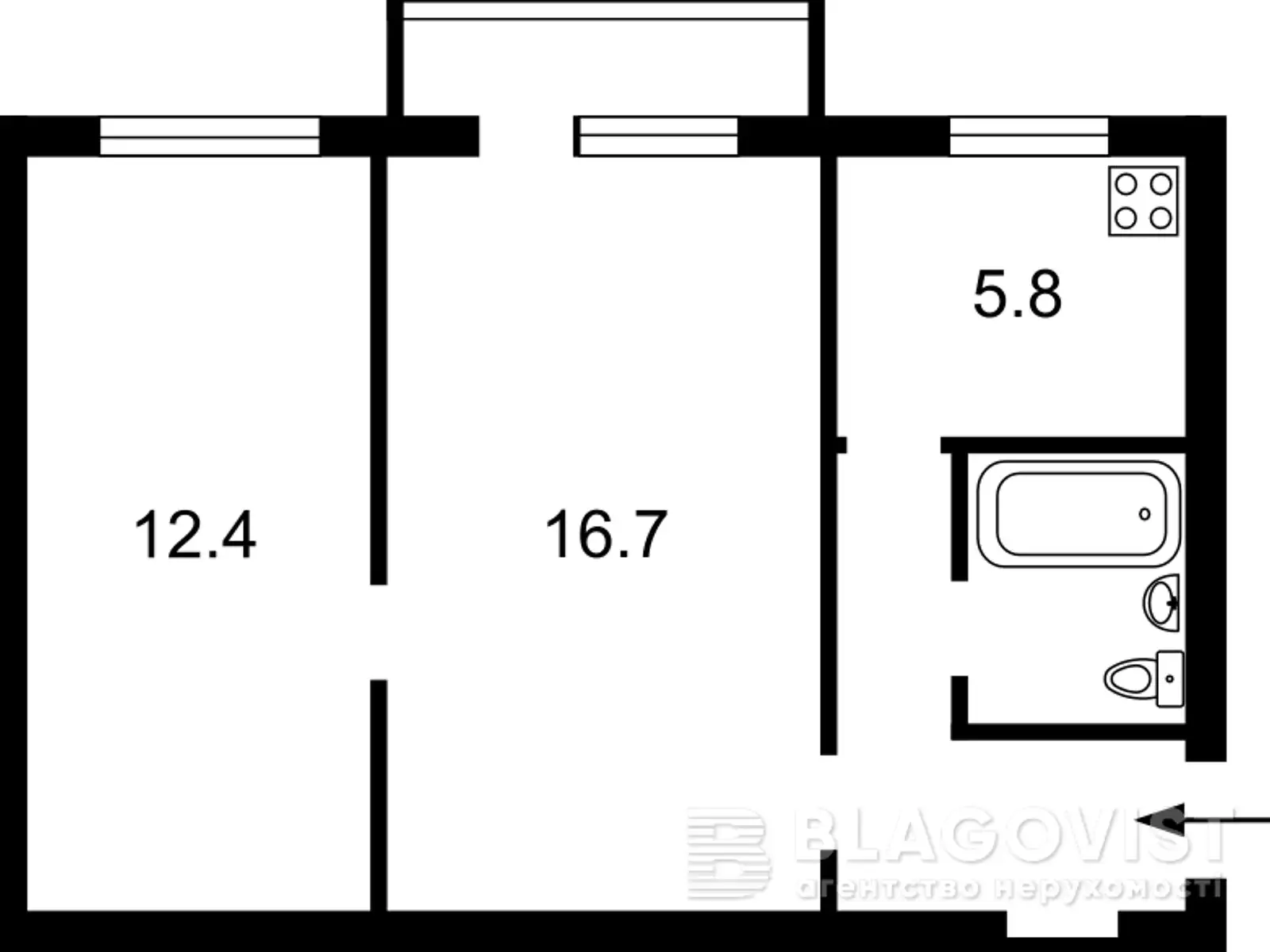 Продається 2-кімнатна квартира 43 кв. м у Києві, пров. Арсенальний, 5