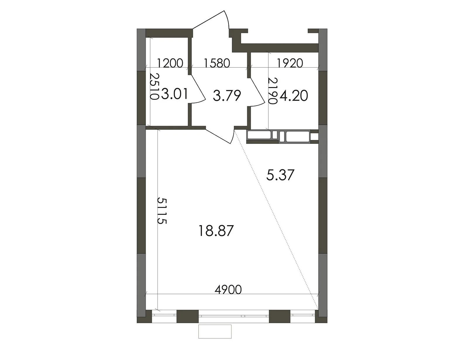 Продается 1-комнатная квартира 35.24 кв. м в Киеве, ул. Каунасская, 27