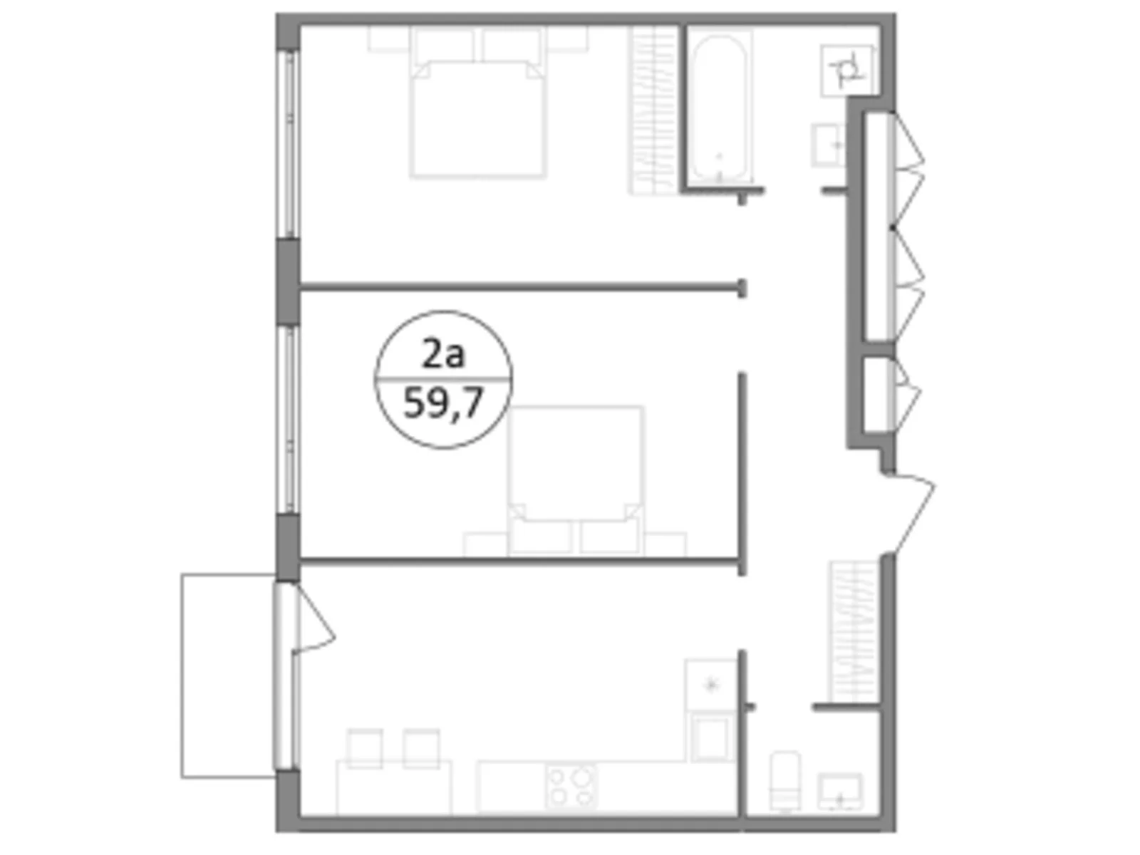 Продається 2-кімнатна квартира 59.7 кв. м у Брюховичах, цена: 59520 $