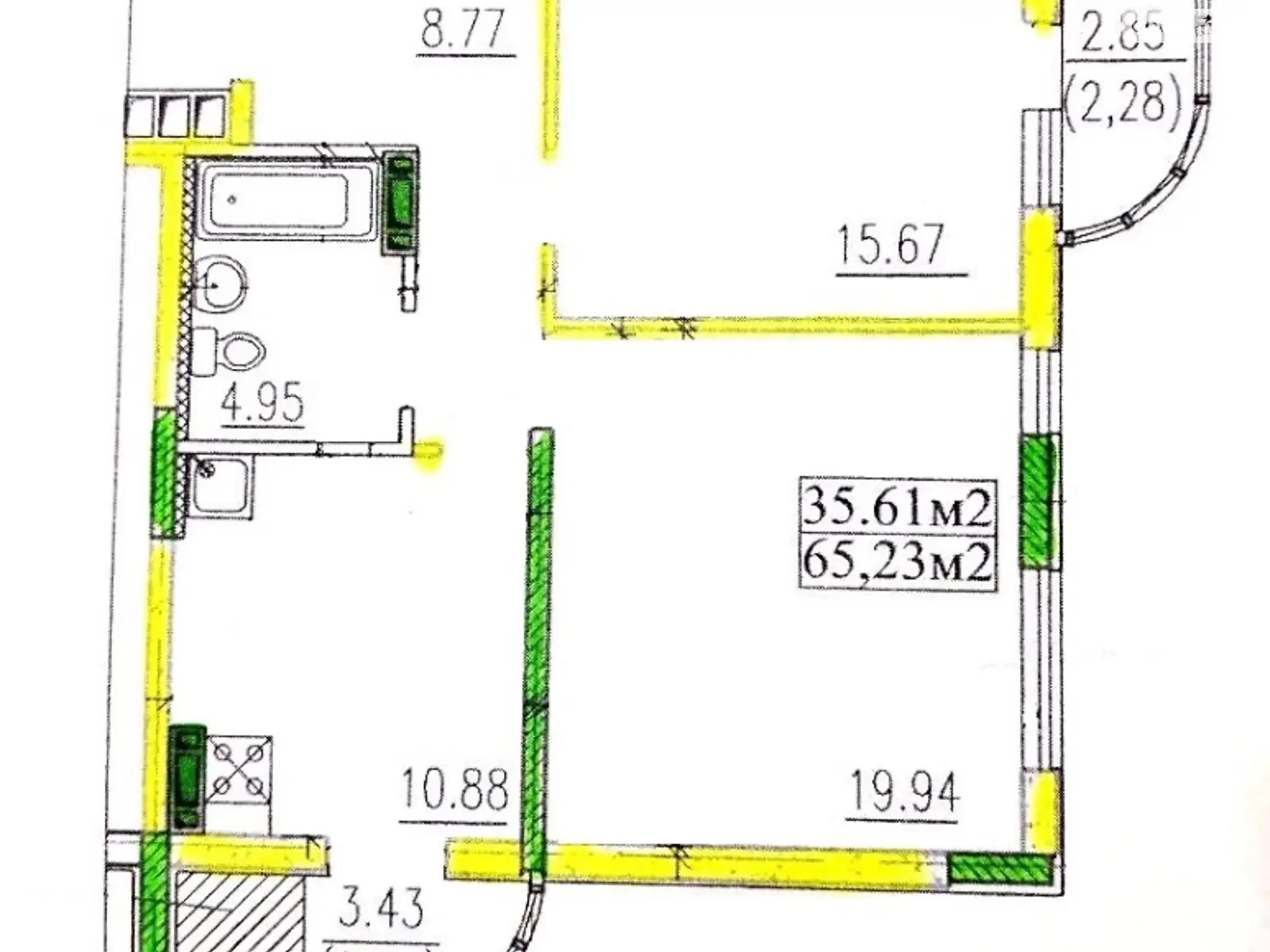 Продается 2-комнатная квартира 65.23 кв. м в Черкассах, ул. Благовестная, 210