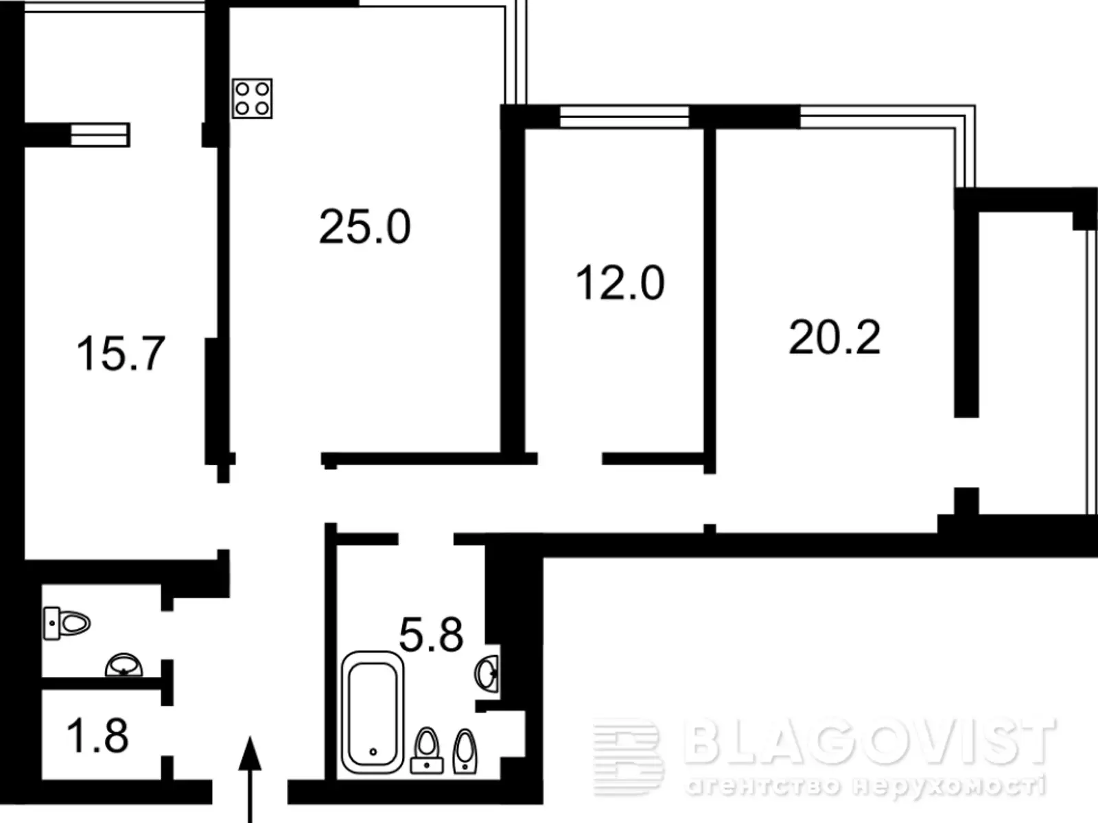 Продается 3-комнатная квартира 110 кв. м в Киеве, просп. Лобановского, 4В