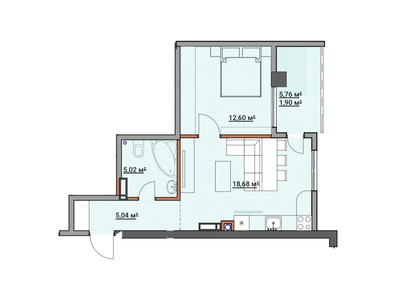 Продается 1-комнатная квартира 43.24 кв. м в Ивано-Франковске, цена: 34592 $