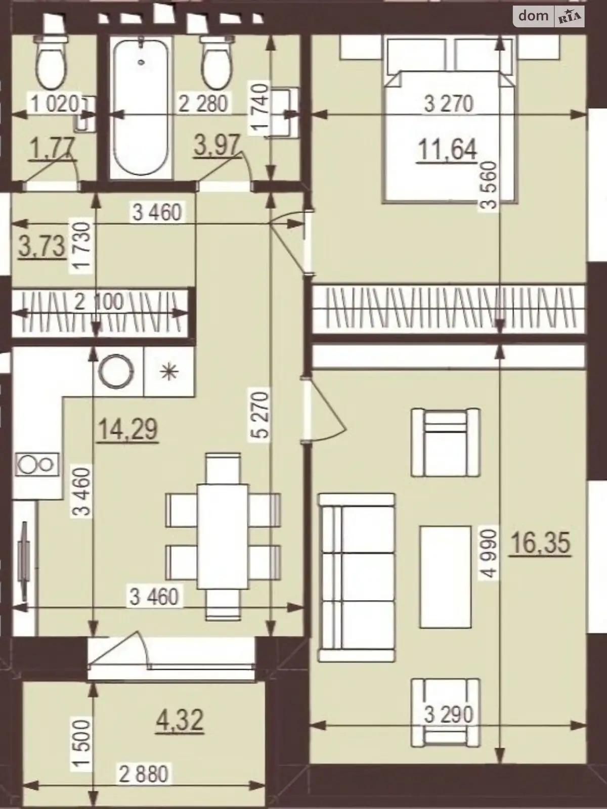 Продається 2-кімнатна квартира 54 кв. м у Гостомелі, вул. Мирна, 3