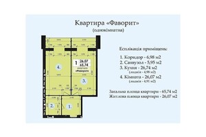 Продается 1-комнатная квартира 65 кв. м в Щербани, Петровского улица