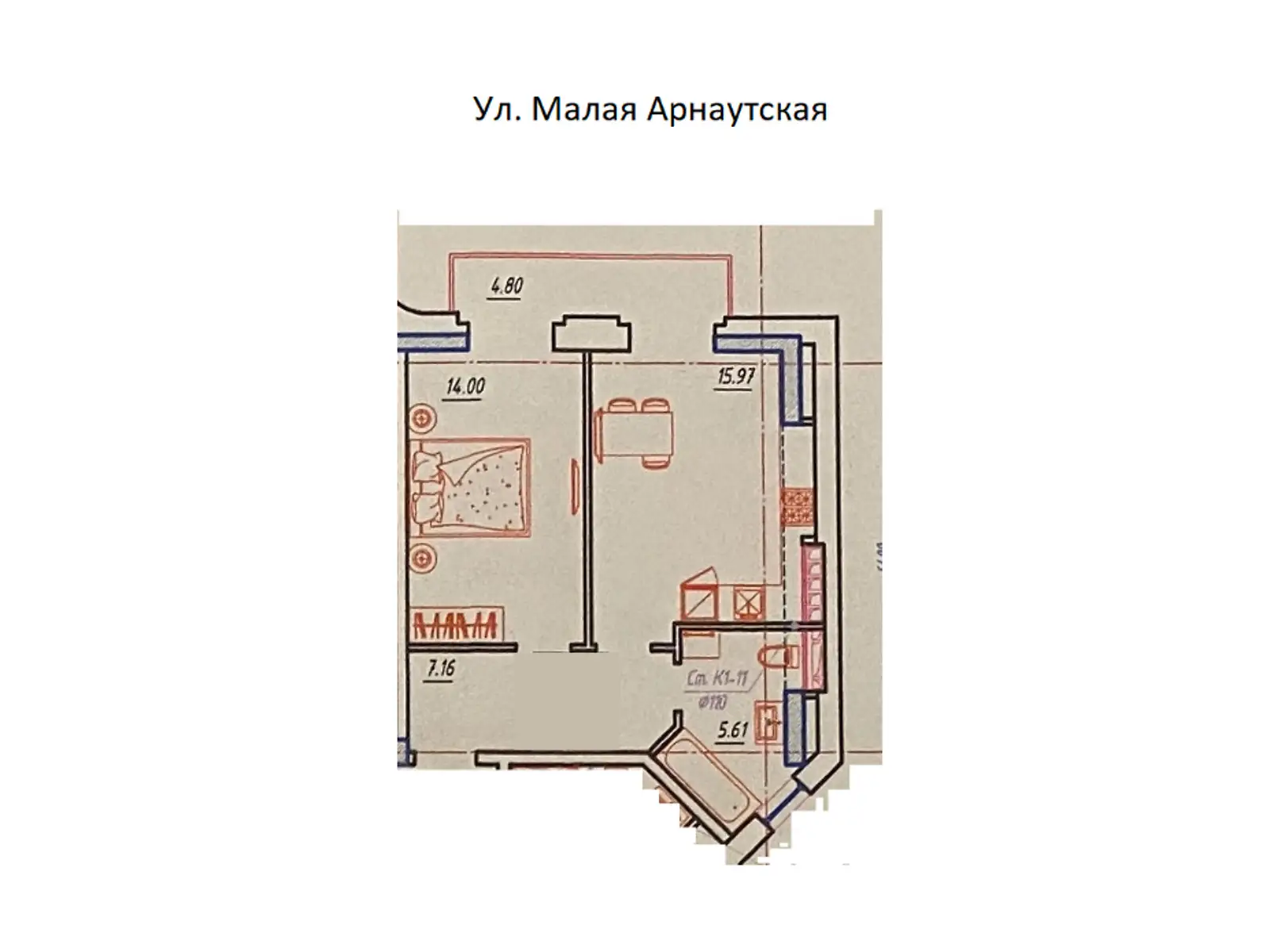 Продается 1-комнатная квартира 49.02 кв. м в Одессе, ул. Гимназическая, 13 - фото 1