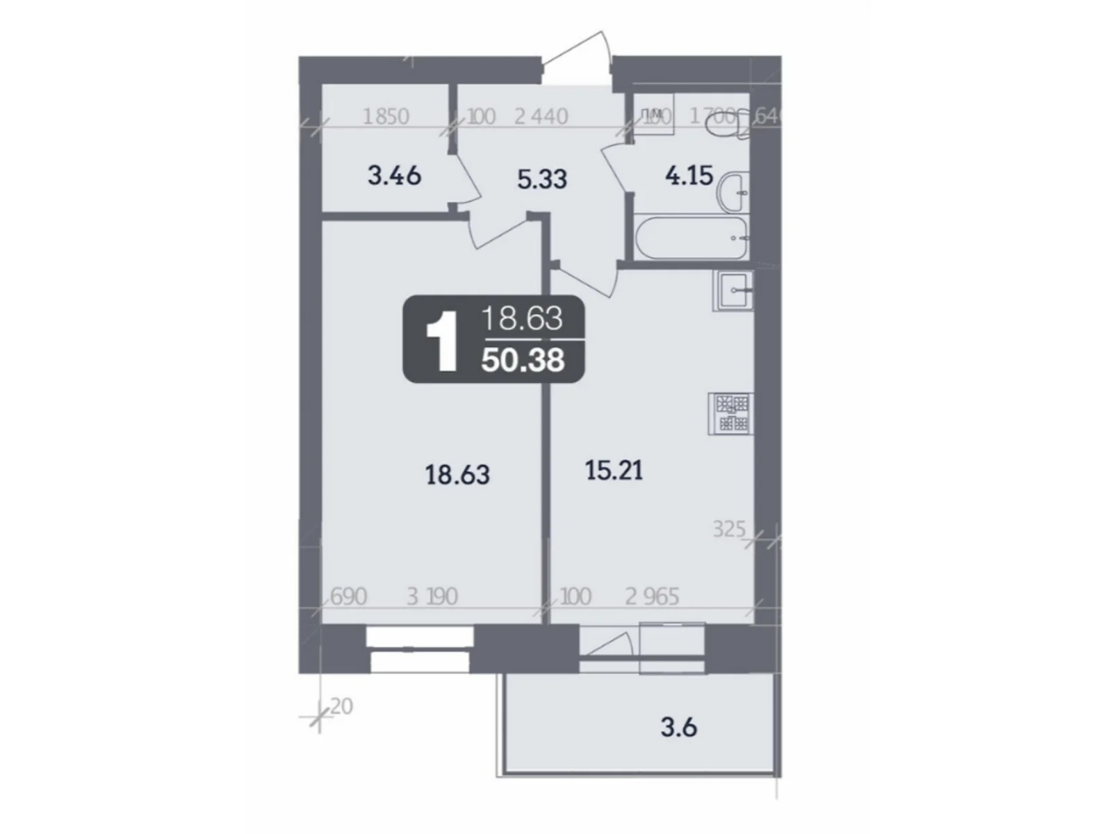 Продается 1-комнатная квартира 48.53 кв. м в Полтаве, ул. Великотырновская