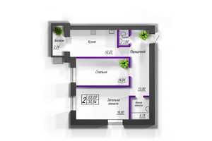 Продається 2-кімнатна квартира 63 кв. м у Житомирі, цена: 1606500 грн