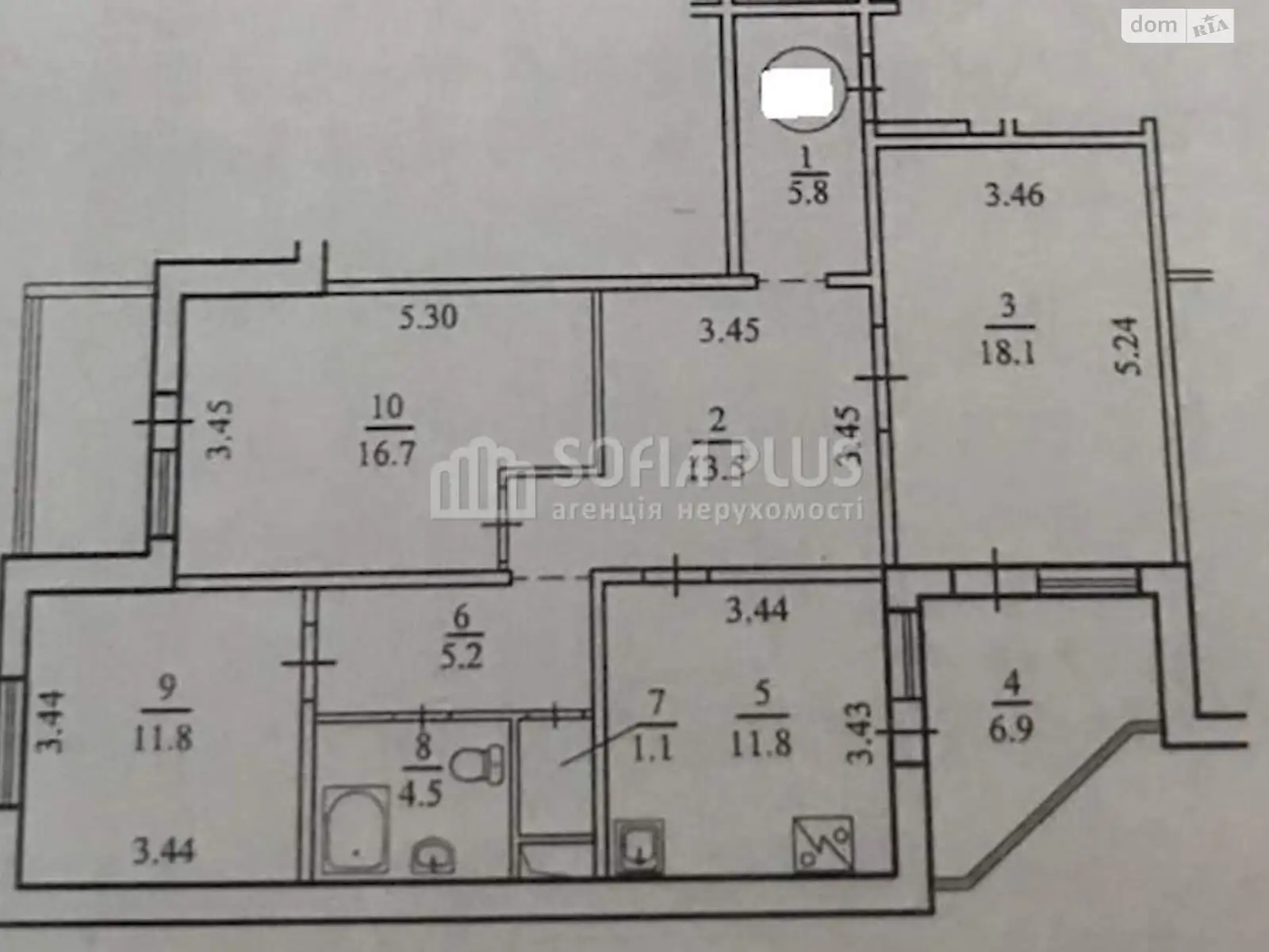 Продається 3-кімнатна квартира 97 кв. м у Києві, вул. Драгоманова, 1