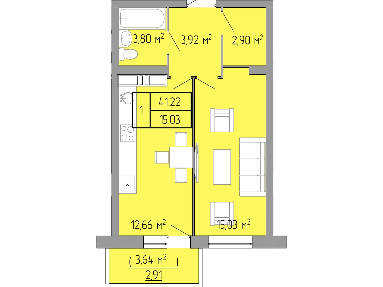 Продается 1-комнатная квартира 41.22 кв. м в Одессе, ул. Пишоновская, 22 - фото 1