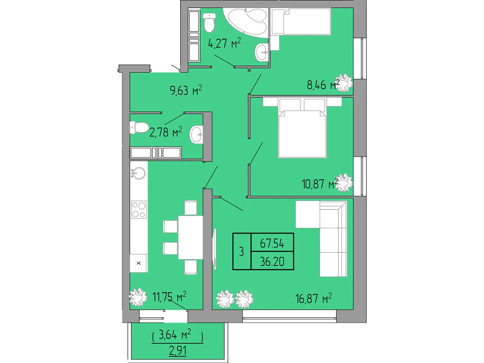 Продается 2-комнатная квартира 67.54 кв. м в Одессе, ул. Пишоновская, 22 - фото 1