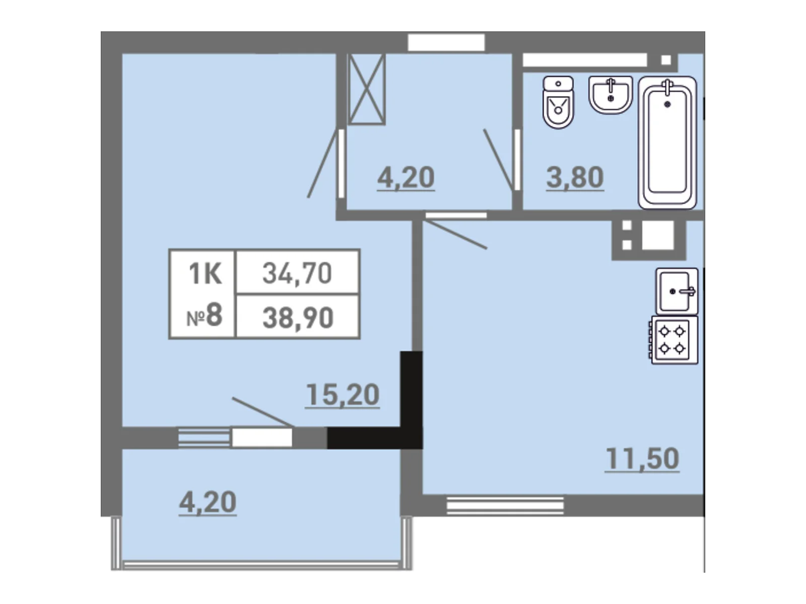 Продается 1-комнатная квартира 38.9 кв. м в Одессе, ул. Пишоновская, 22