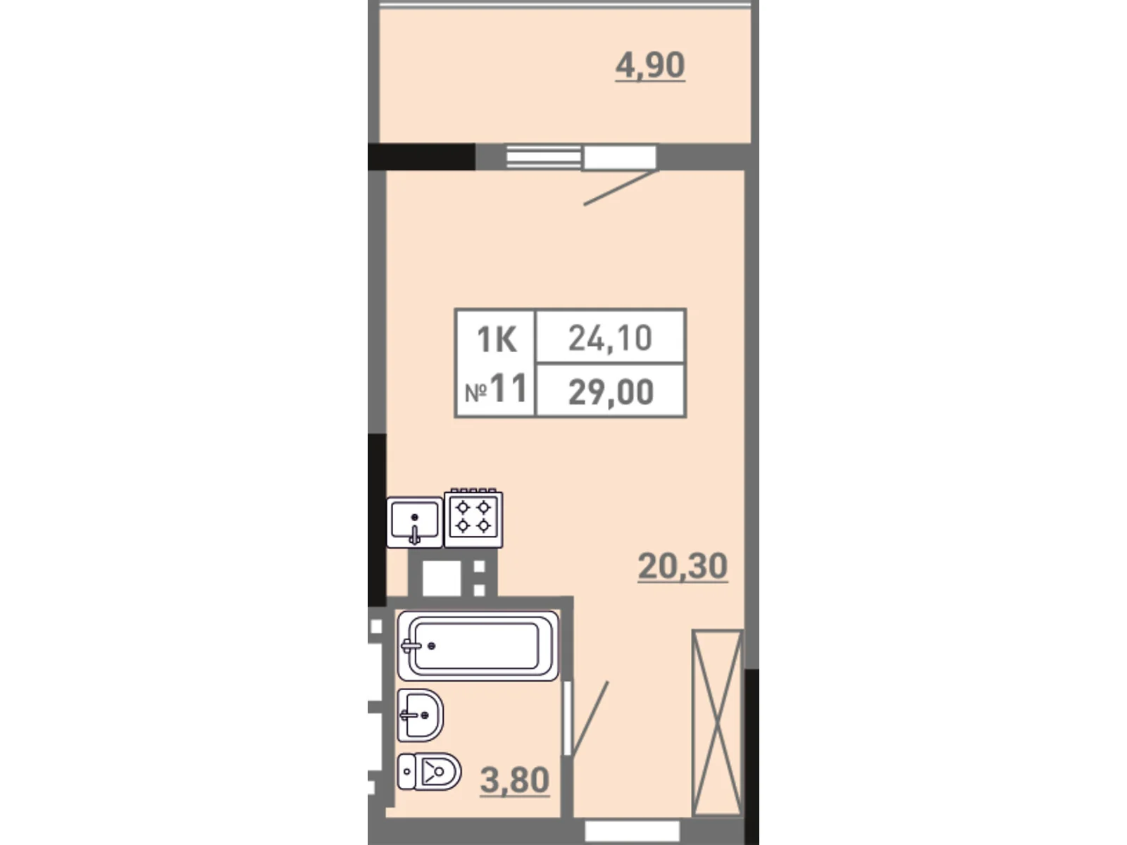 Продается 1-комнатная квартира 29 кв. м в Одессе, ул. Пишоновская, 22