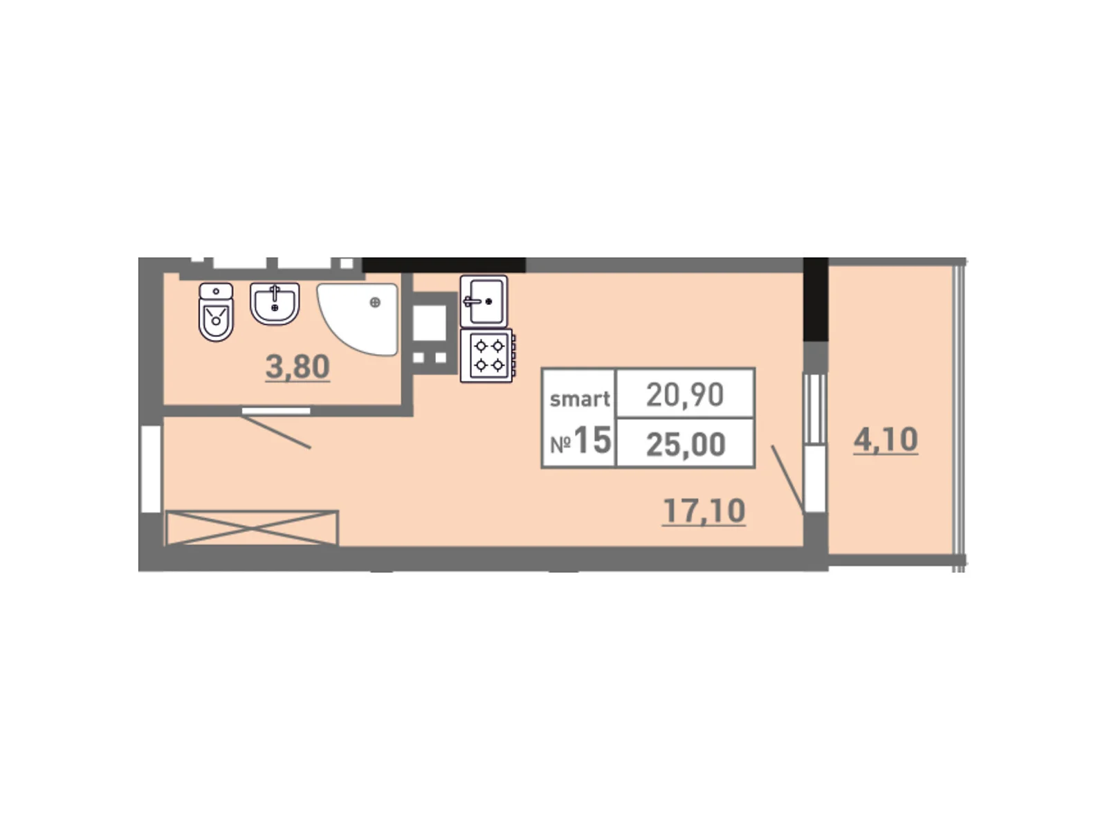 Продается 1-комнатная квартира 25 кв. м в Одессе - фото 1