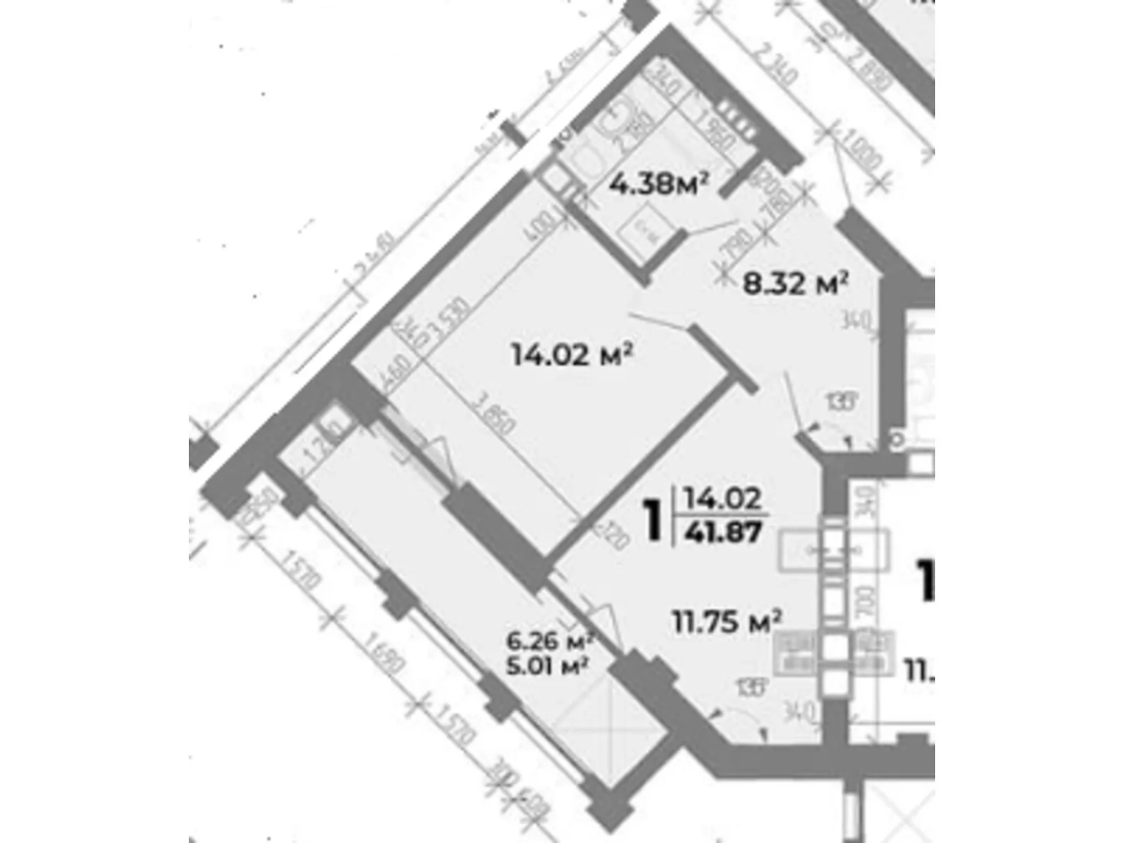 Продается 1-комнатная квартира 41.87 кв. м в Полтаве, цена: 51774 $