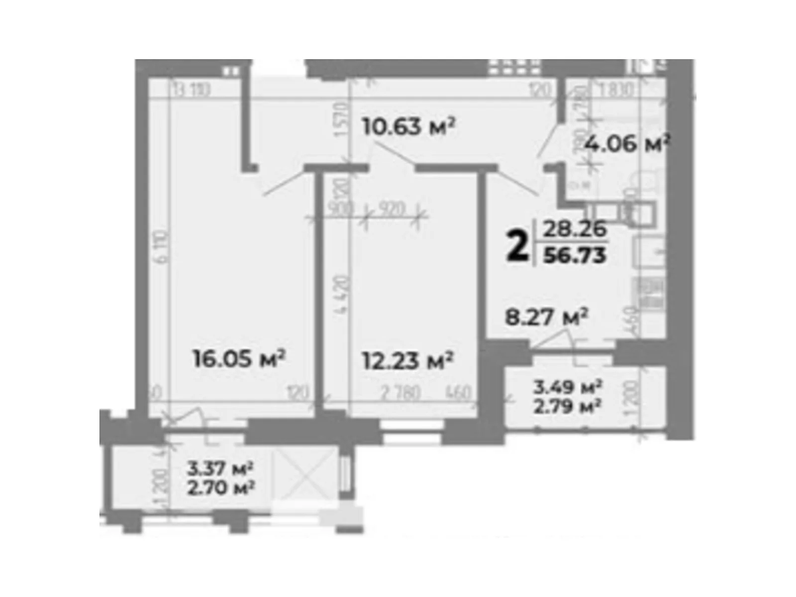 Продается 2-комнатная квартира 56.73 кв. м в Полтаве, цена: 65702 $