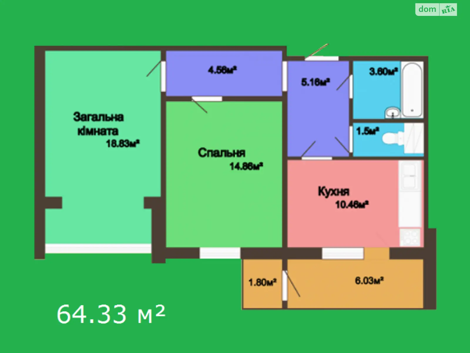 Продається 2-кімнатна квартира 65 кв. м у Полтаві, вул. Параджанова, 5