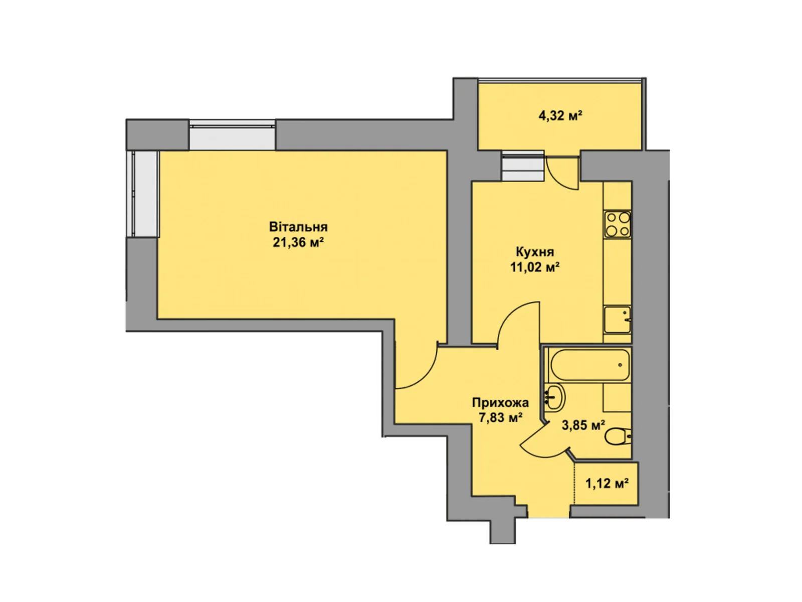 1-комнатная квартира 49.5 кв. м в Тернополе, ул. Довженко Александра - фото 1