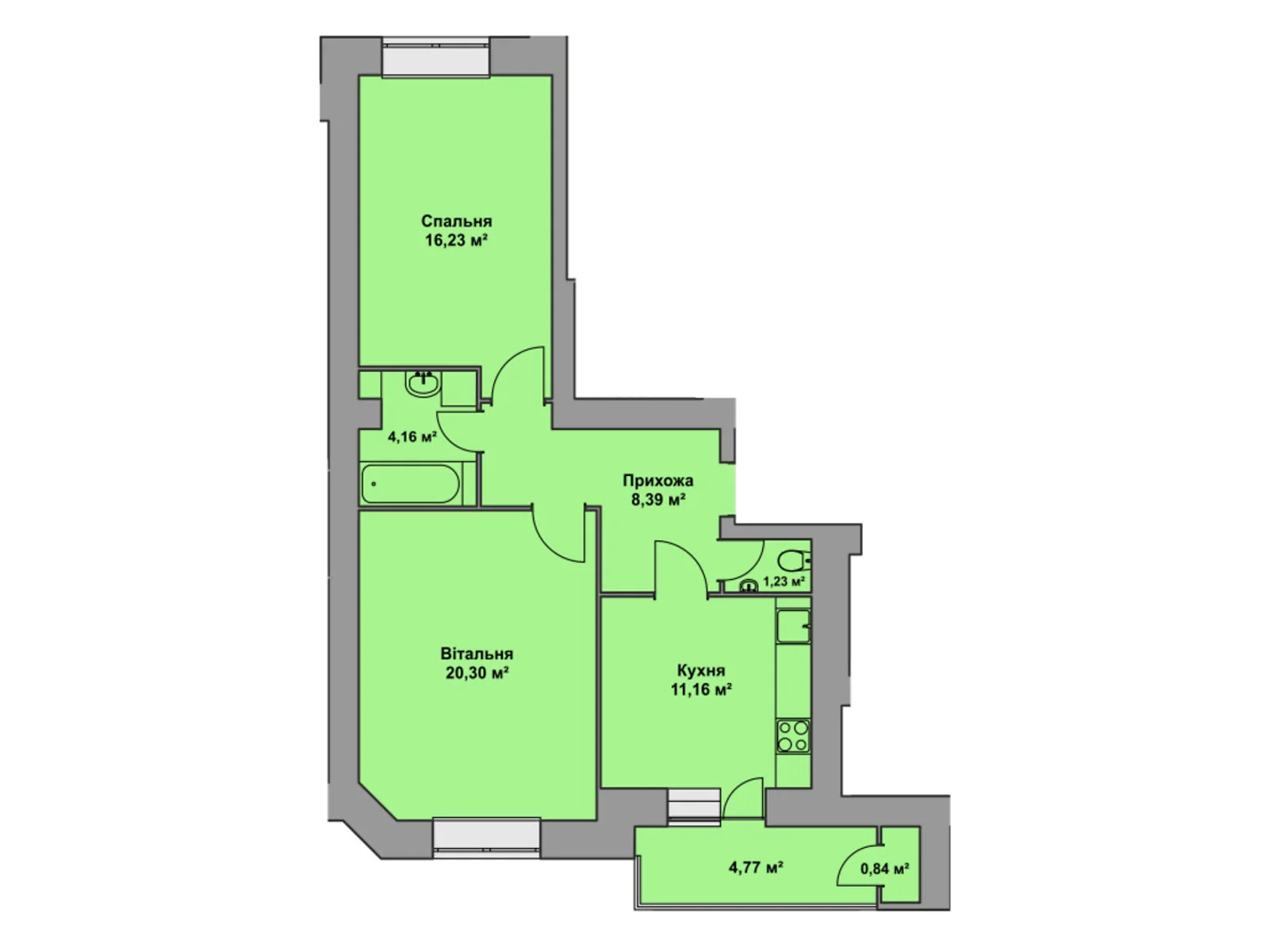 2-кімнатна квартира 66.13 кв. м у Тернополі, цена: 38355 $