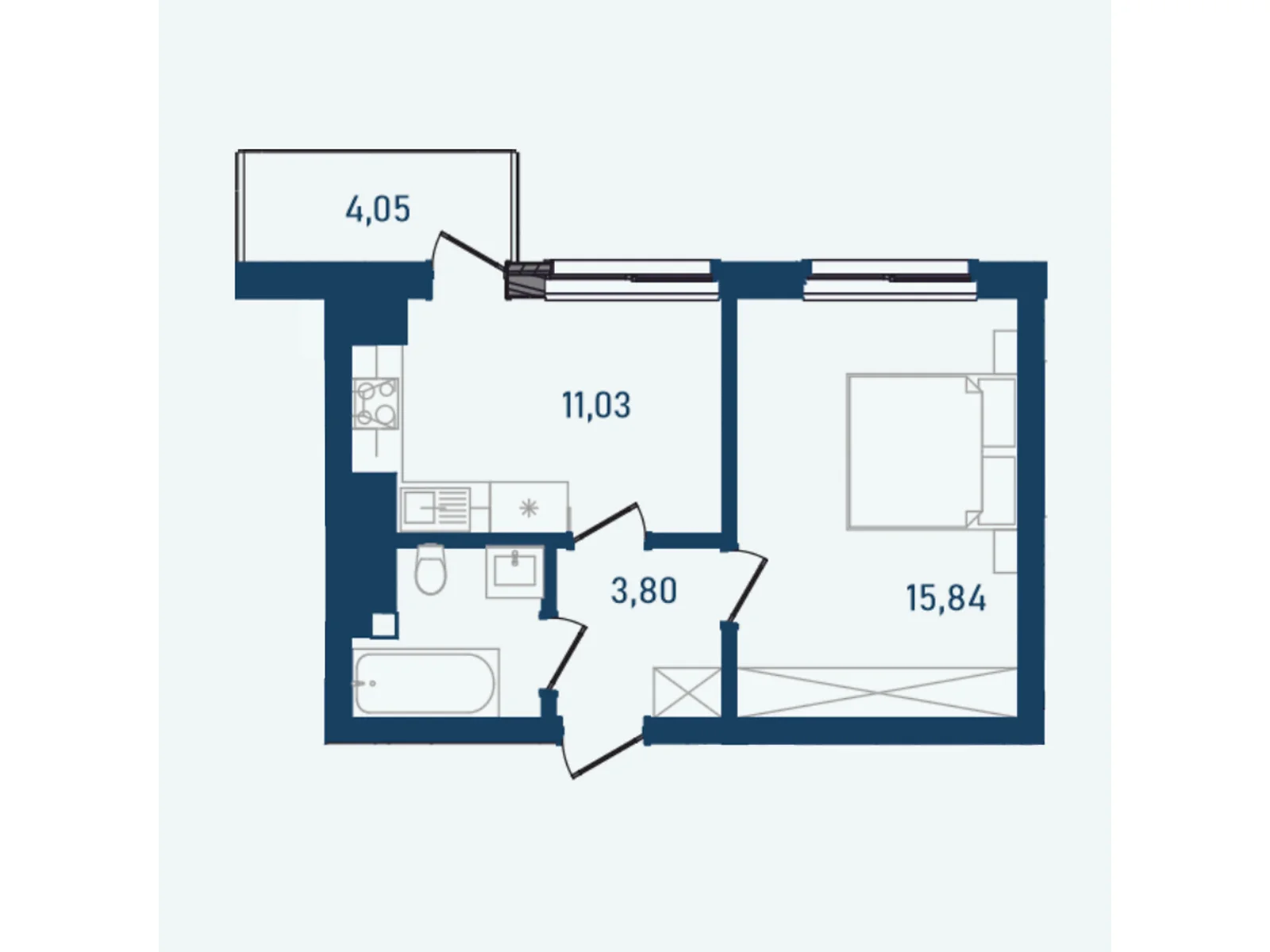 Продается 1-комнатная квартира 38.53 кв. м в Черновцах, цена: 42383 $