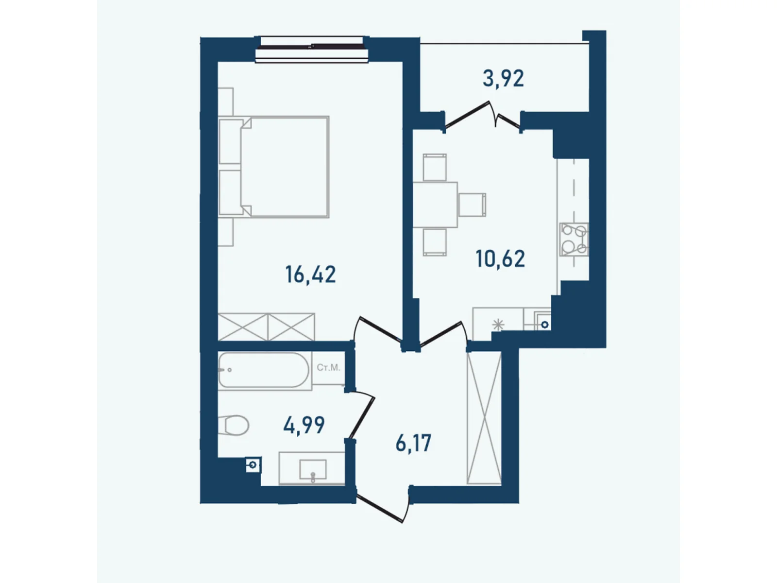 Продается 1-комнатная квартира 42.12 кв. м в Черновцах, цена: 46332 $