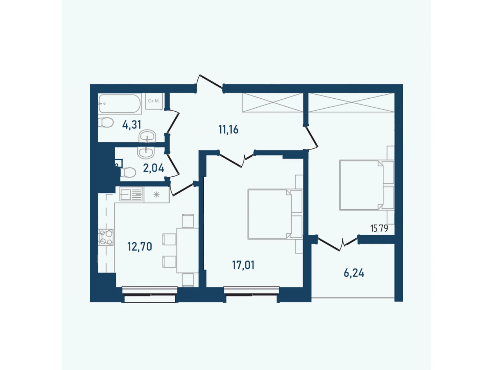 Продается 2-комнатная квартира 69.25 кв. м в Черновцах, ул. Героев Майдана