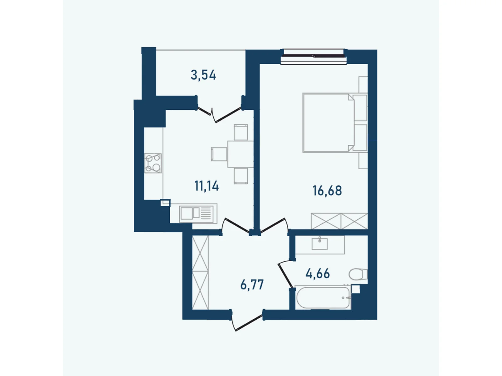 Продается 1-комнатная квартира 42.79 кв. м в Черновцах, ул. Героев Майдана