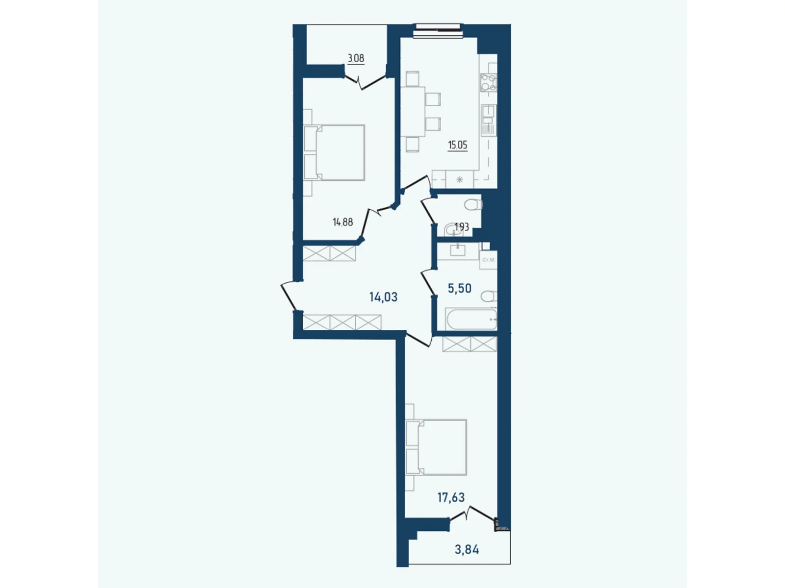 Продается 2-комнатная квартира 75.94 кв. м в Черновцах, ул. Героев Майдана