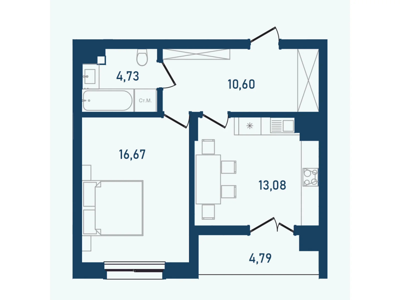 Продается 1-комнатная квартира 50.59 кв. м в Черновцах, цена: 55649 $