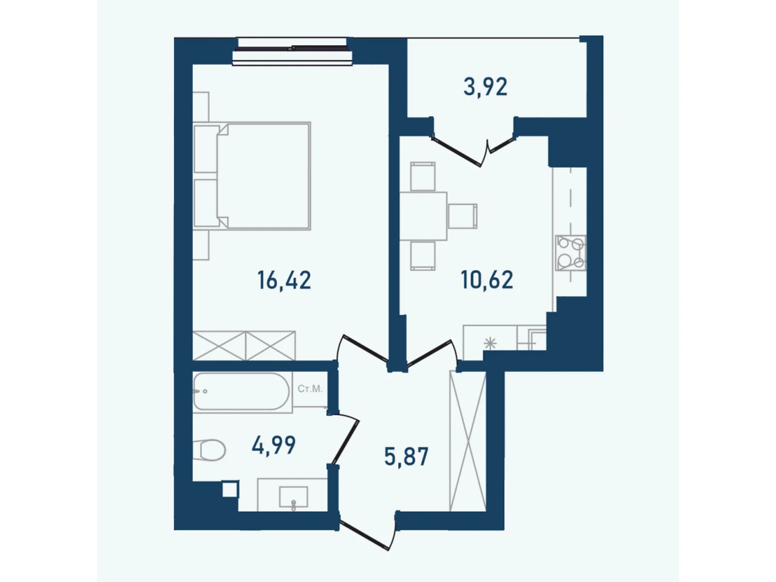 Продается 1-комнатная квартира 41.82 кв. м в Черновцах, ул. Героев Майдана