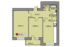 Продается 2-комнатная квартира 63.69 кв. м в Черкассах, Путейко улица