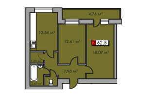 Продается 2-комнатная квартира 62.5 кв. м в Черкассах, ул. Путейко