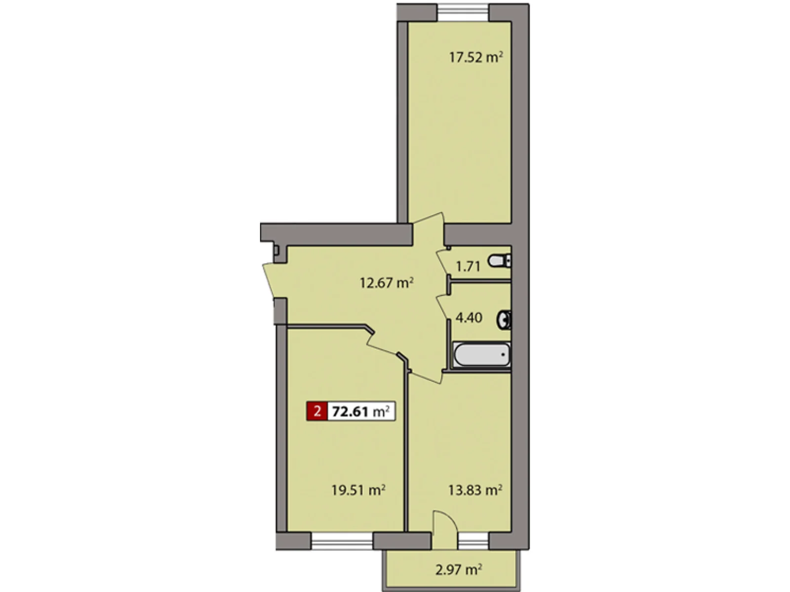 Продается 2-комнатная квартира 72.61 кв. м в Черкассах, цена: 51929 $