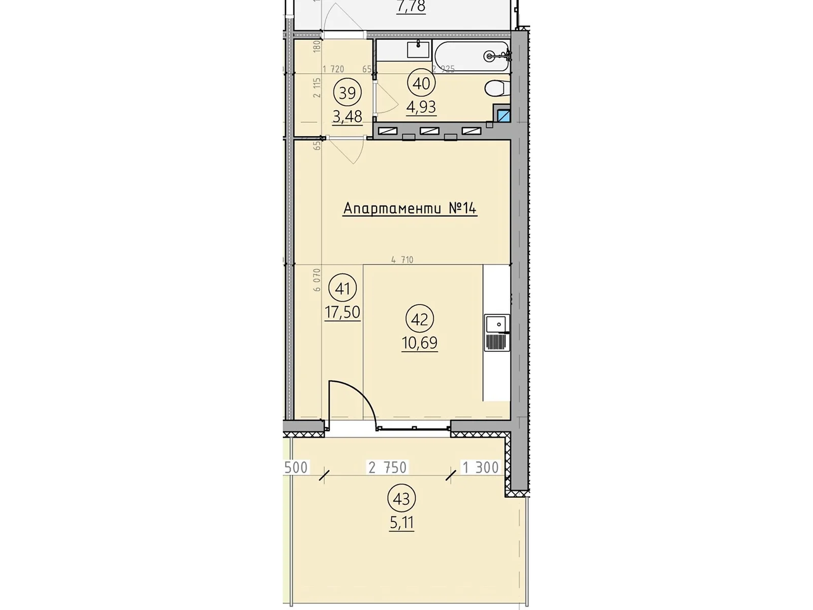 Продается 1-комнатная квартира 36.5 кв. м в Сатанове, цена: 32850 $