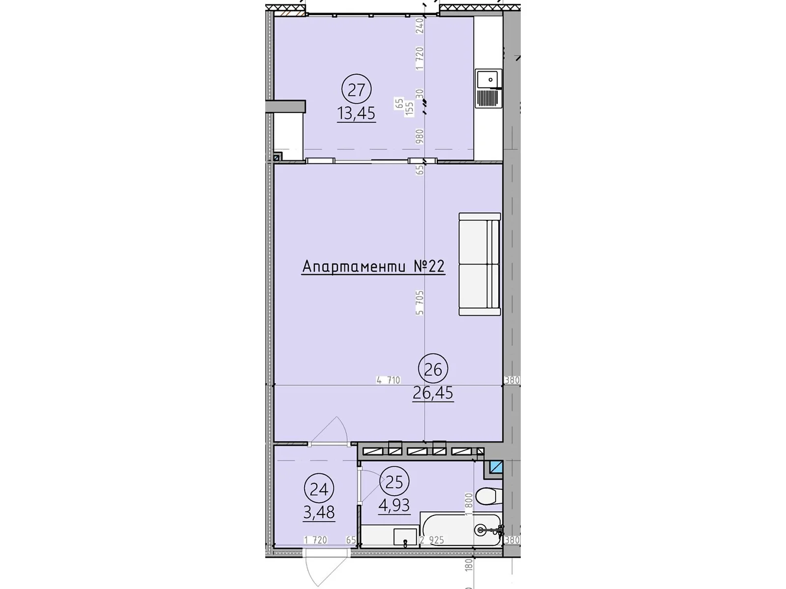 Продается 1-комнатная квартира 48.2 кв. м в Сатанове, цена: 43380 $