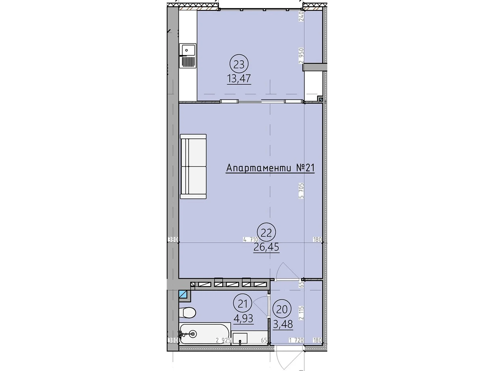 Продается 1-комнатная квартира 48.5 кв. м в Сатанове, вул. Курортная