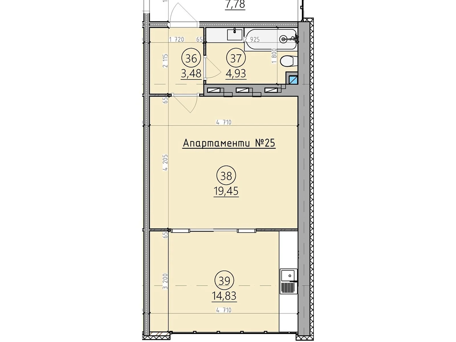 Продается 1-комнатная квартира 42.8 кв. м в Сатанове, цена: 38520 $