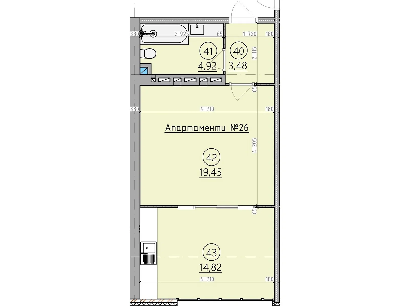 Продается 1-комнатная квартира 42.7 кв. м в Сатанове, цена: 38430 $