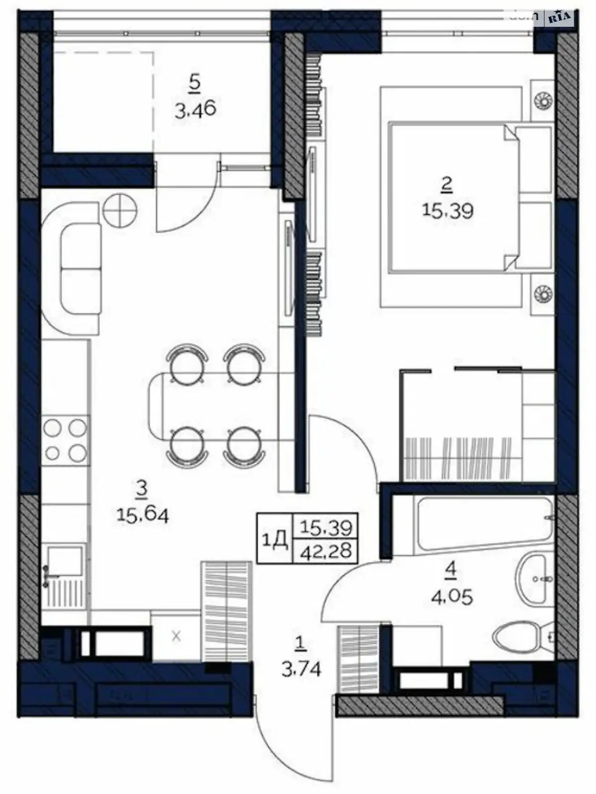 Продается 1-комнатная квартира 42 кв. м в Киеве, ул. Семьи Кульженков, 22