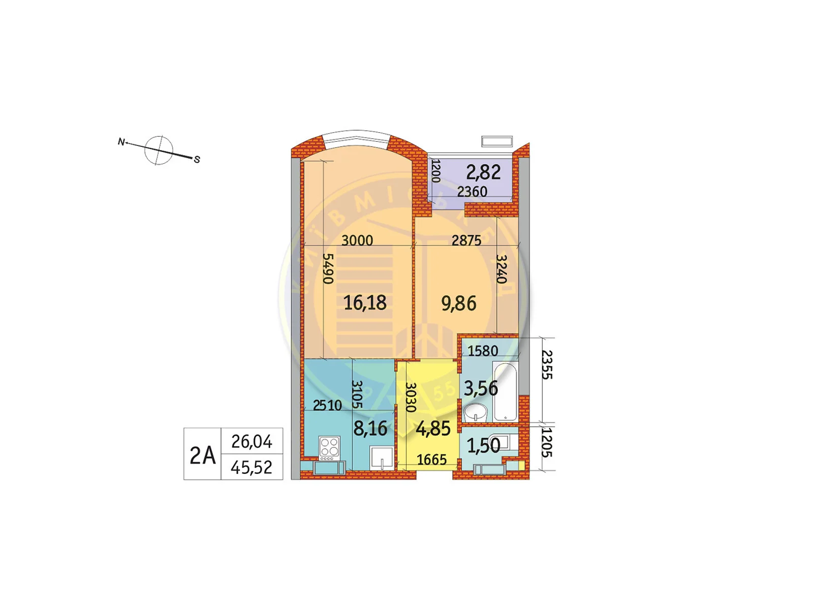 Продается 2-комнатная квартира 45.52 кв. м в Киеве, ул. Евстафия Дашкевича, 20