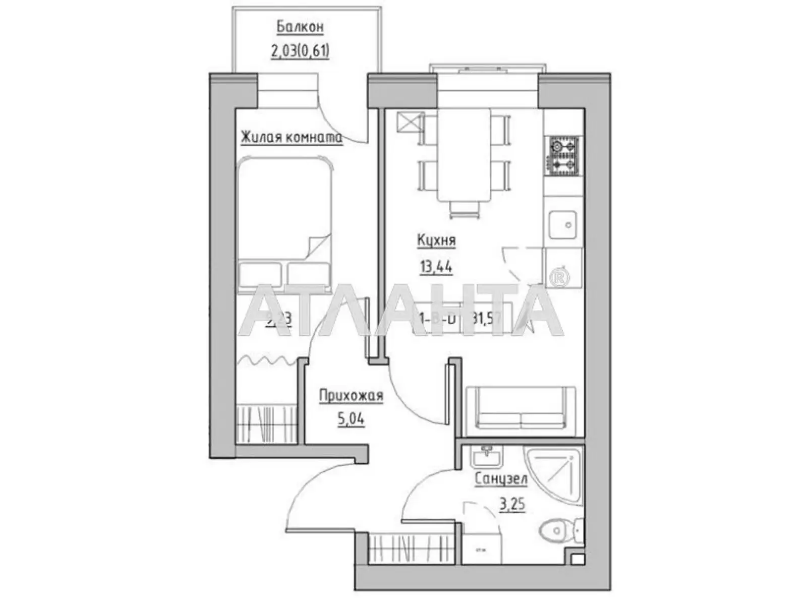 Продается 1-комнатная квартира 31.5 кв. м в Авангарде, ул. Василия Спрейса - фото 1